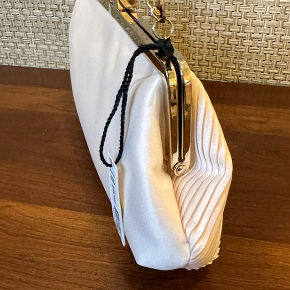 VTG 1980-90s Kate Landry Pleated Champagne Satin 3-Way Convertible Evening Bag - Picture 13 of 16